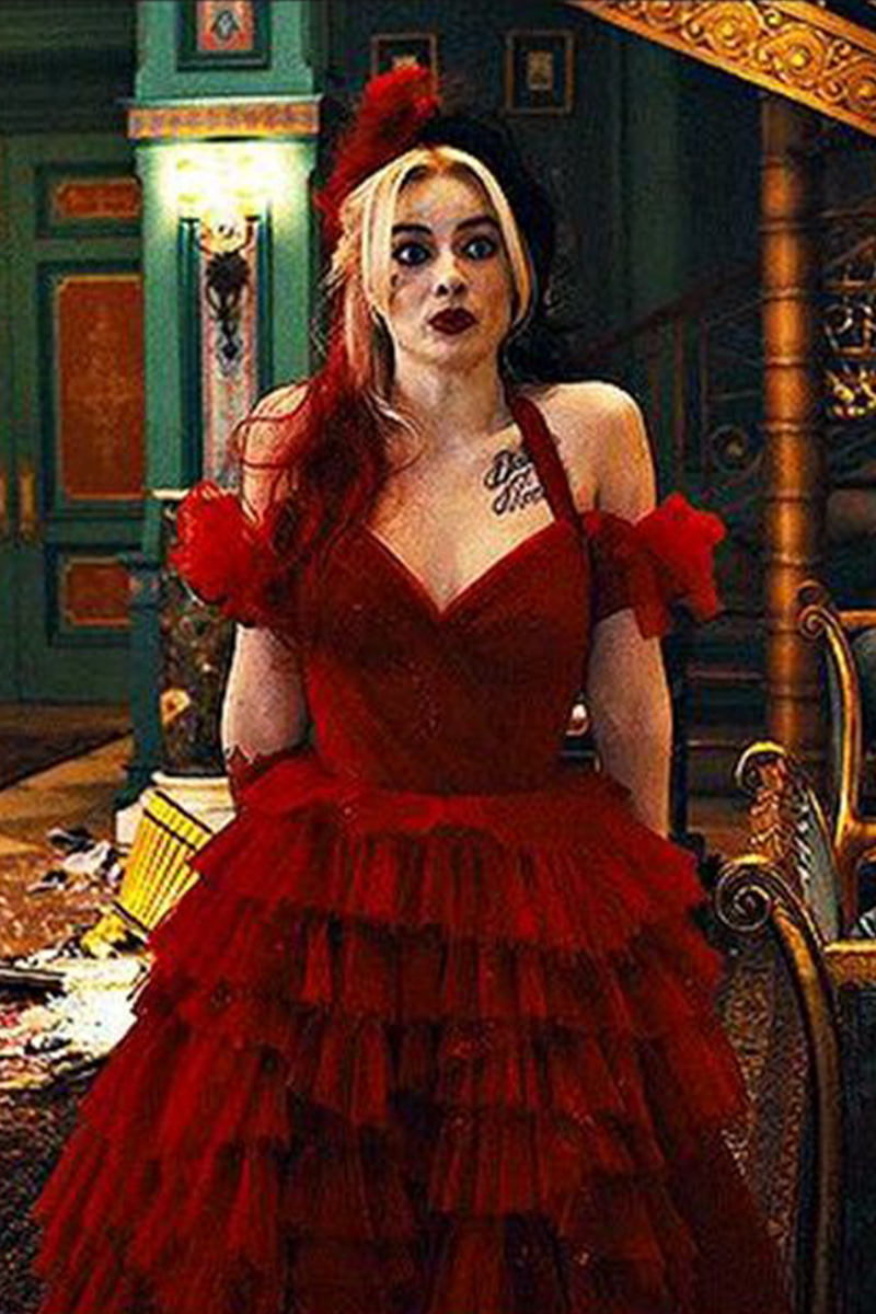 Margot Robbie Harley Quinn Red Dress in Movie The Suicide Squad