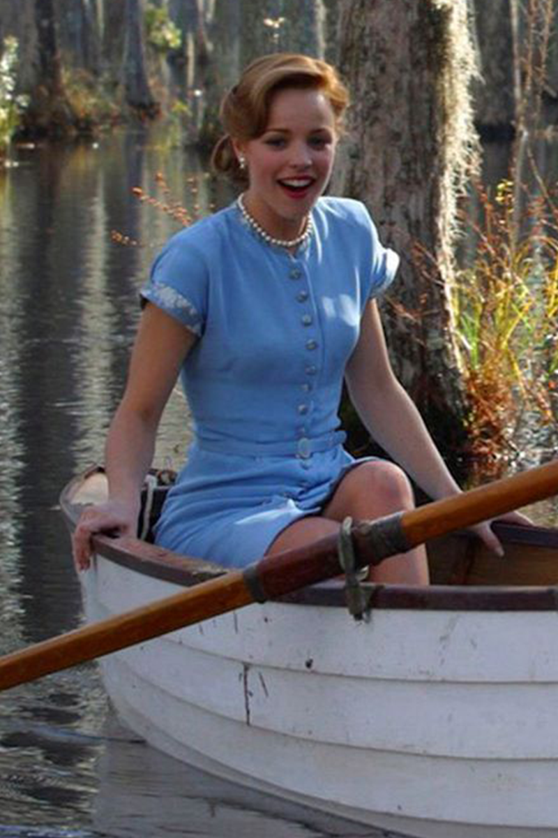 Rachel McAdams Blue Dress Notebook 1940s Fashion Celebrity Outfit Movie Costume