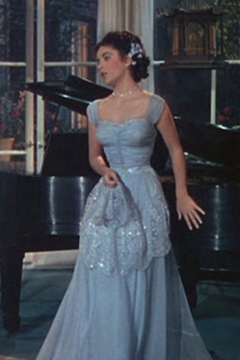 Elizabeth Taylor Blue 1950s Vintage Celebrity Formal Dress in Movie "A Date with Judy"