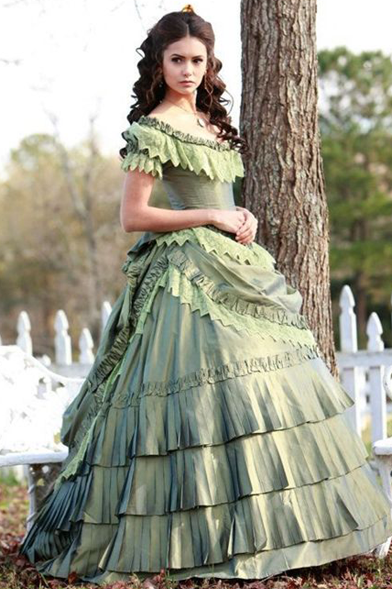 Katherine Pierce 1864 Green Ball Gown Dress Vampire Diaries