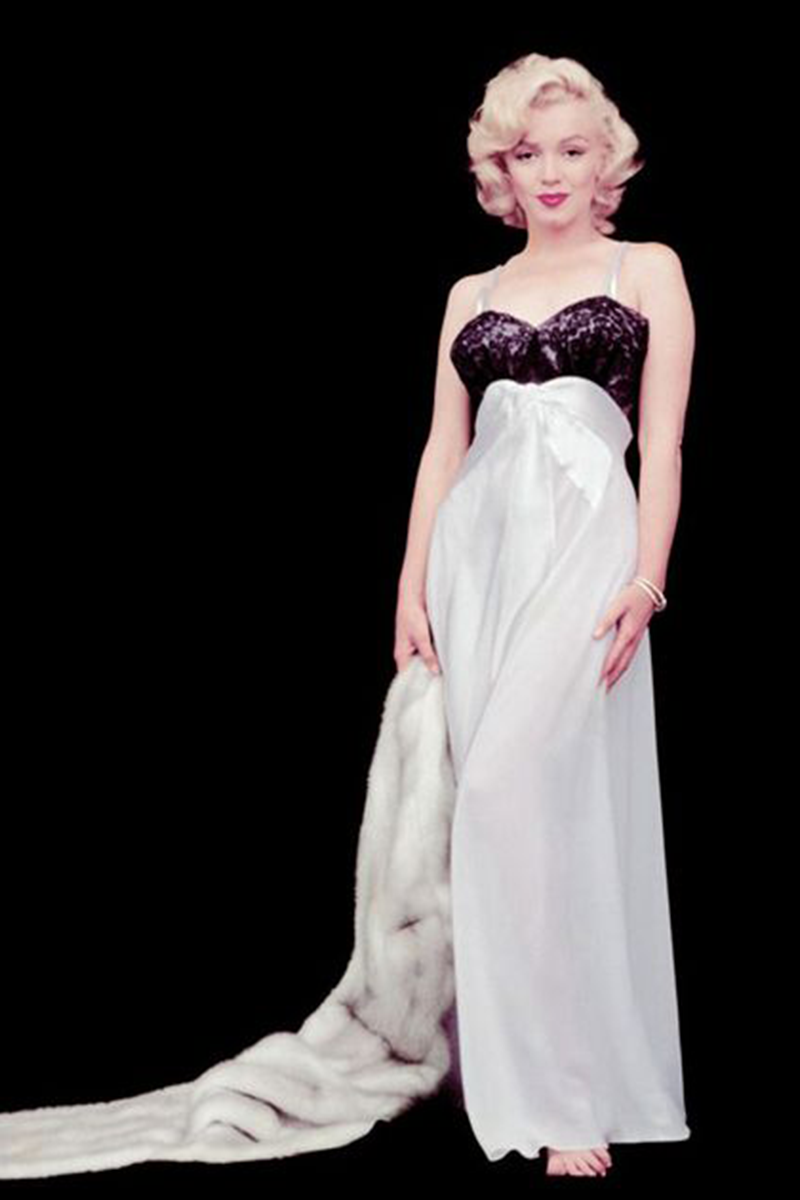 Marilyn Monroe Inspired Black and White Lace Satin 1950s Formal Evening Celebrity Dress