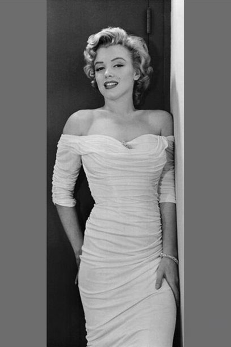 Marilyn Monroe Inspired White Off-the-shoulder Midi Dress Life Magazine Cover 1952