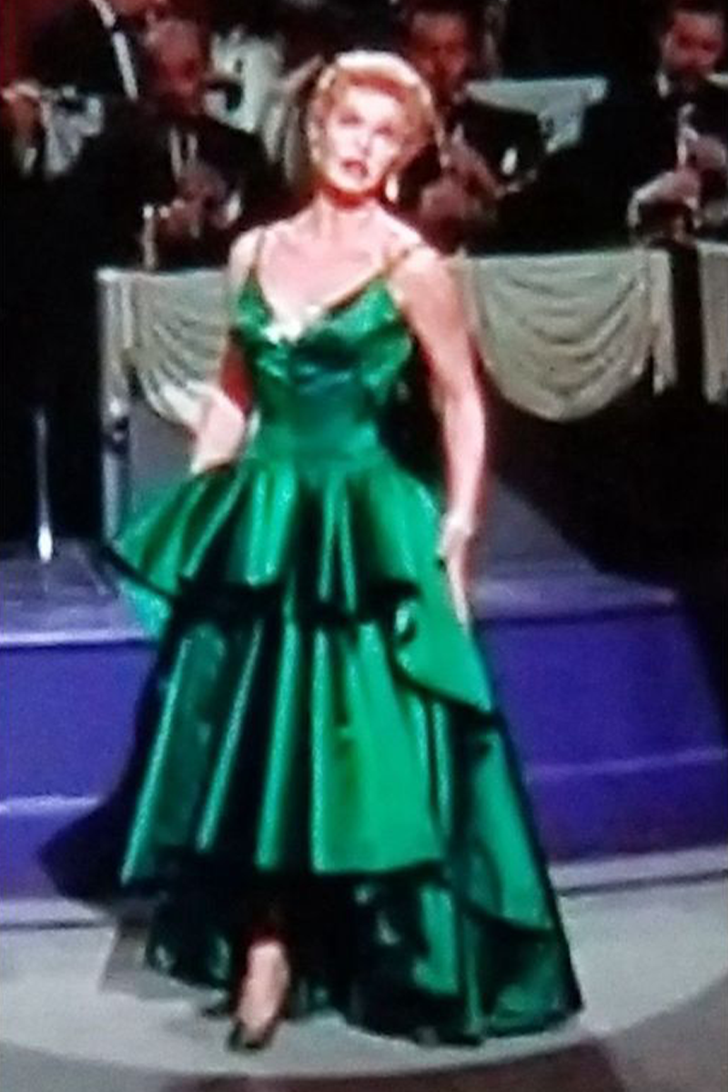 Doris Day Inspired Green Satin Dress in 1950s Movie "Love Me Or Leave Me"