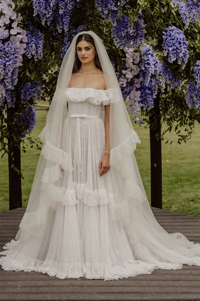Taylor Hill Inspired Off-the-shoulder Celebrity Wedding Dress
