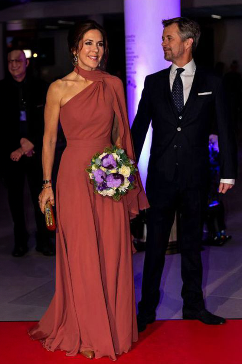 Princess Mary Inspired Dusty Rose Pink One-shoulder Formal Evening Celebrity Dress