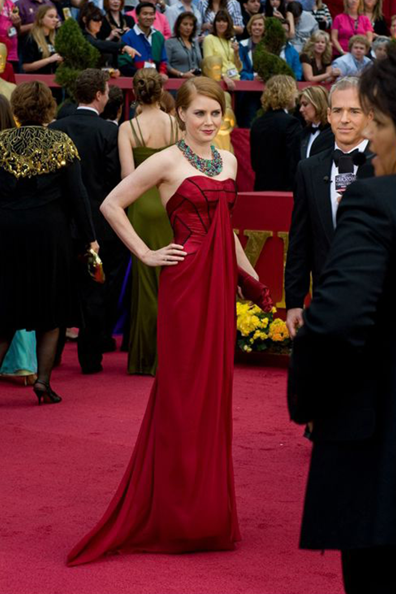 Amy Adams Red Strapless Chiffon Formal Prom Celebrity Evening Dress Oscars 2009