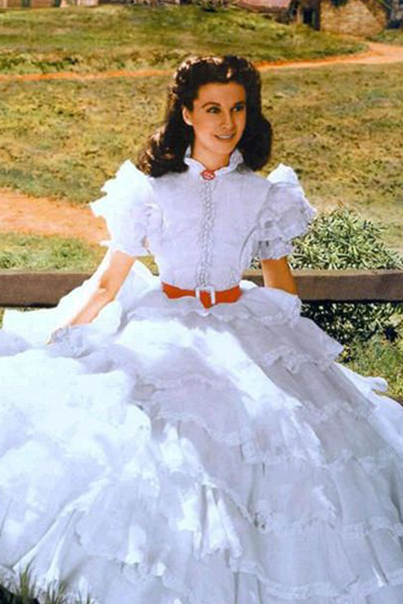 Vivien Leigh Scarlett O'Hara White Ruffled Dress Gone With The Wind Costumes