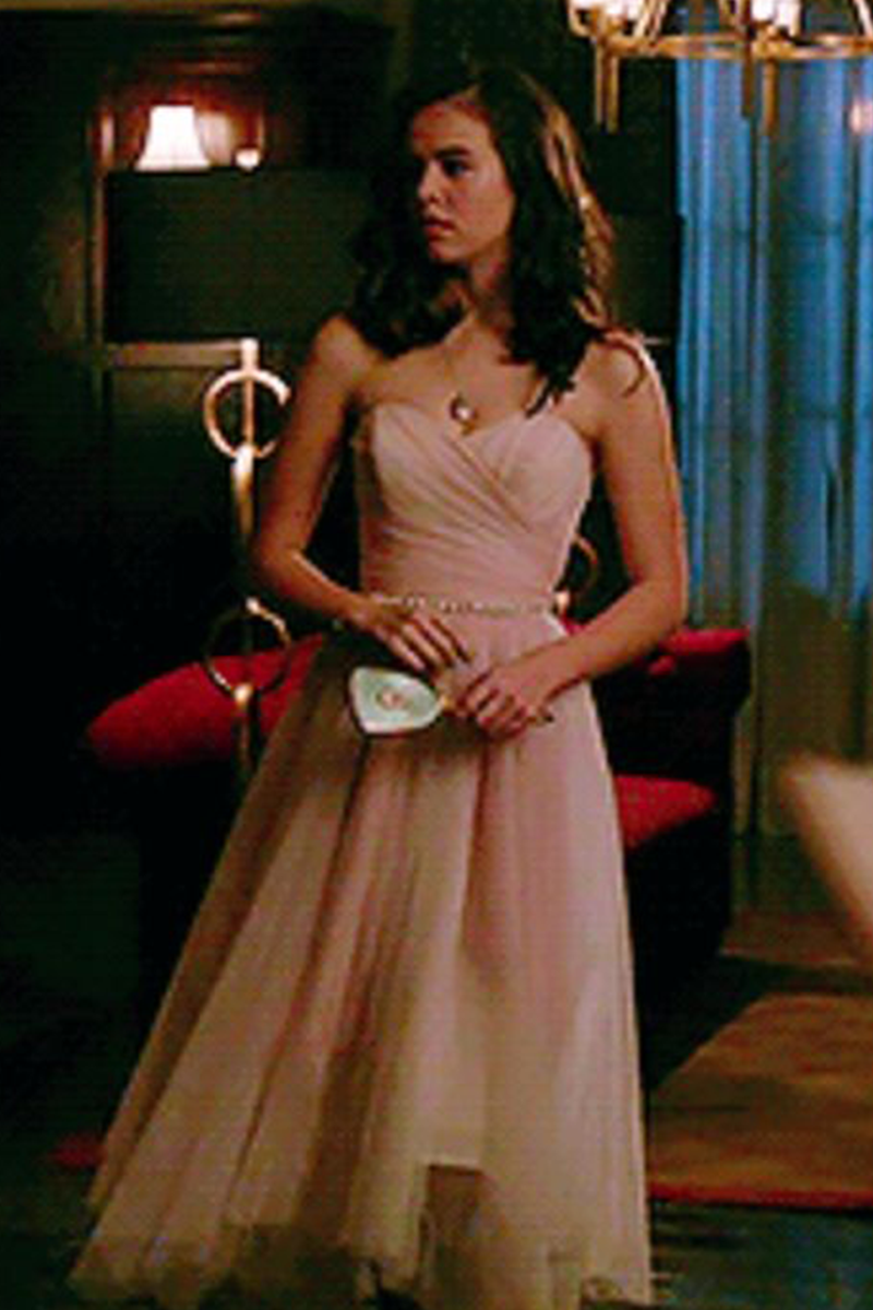 Kaylee Bryant as Josie Saltzman Pink Prom Dress in TV Show Legacies