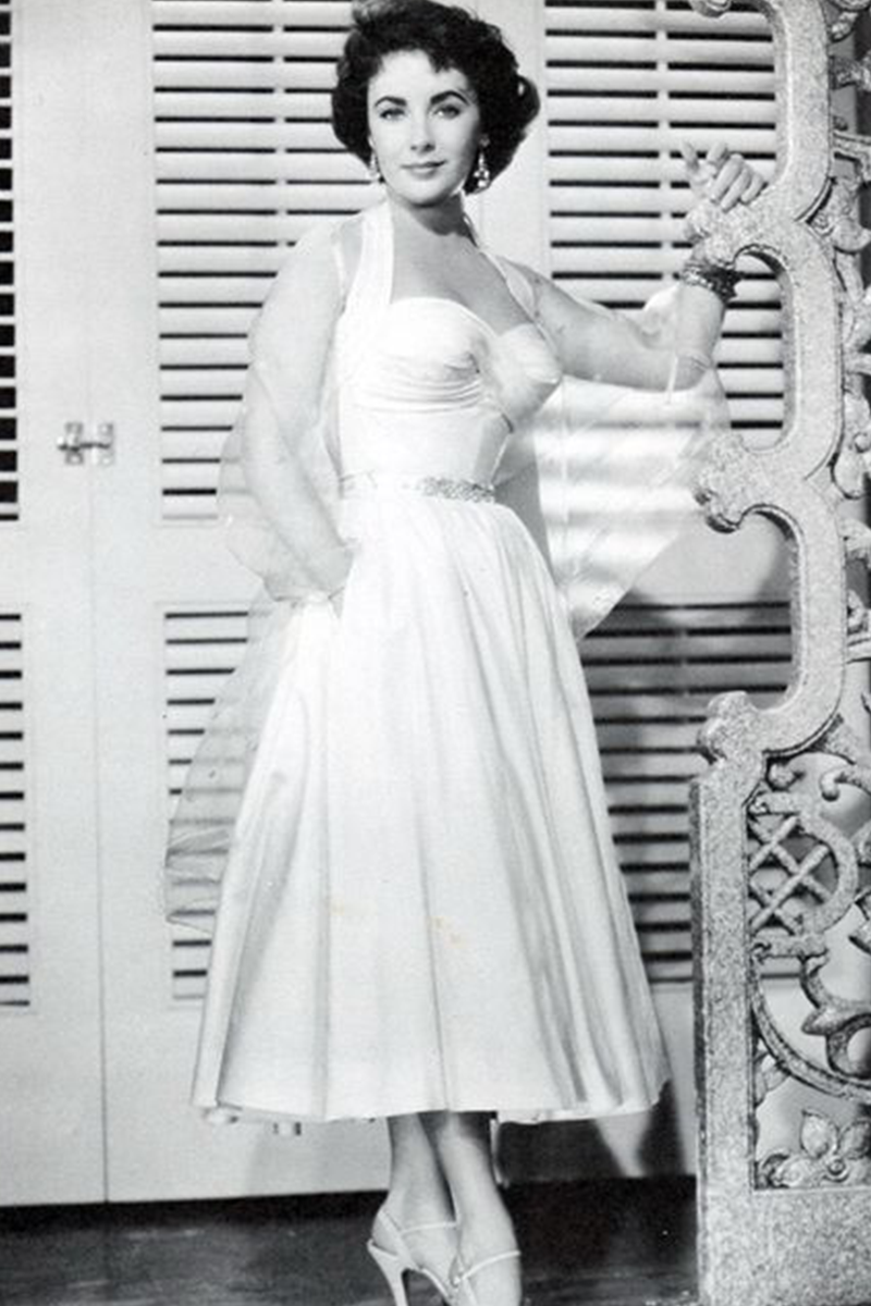 Elizabeth Taylor White Halter Vintage 1950s Dress