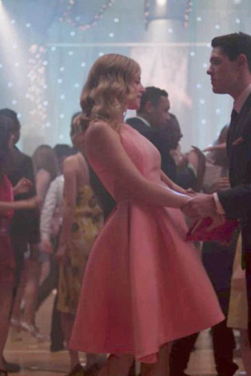 Lili Reinhart Pink Satin A-Line Prom Dance Dress Riverdale