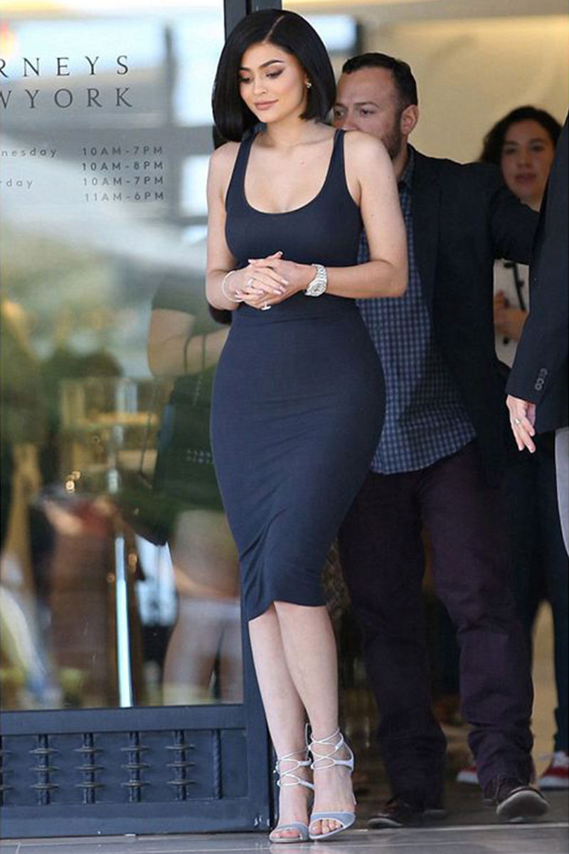 Kylie Jenner Dark Navy Blue Midi Tank Dress