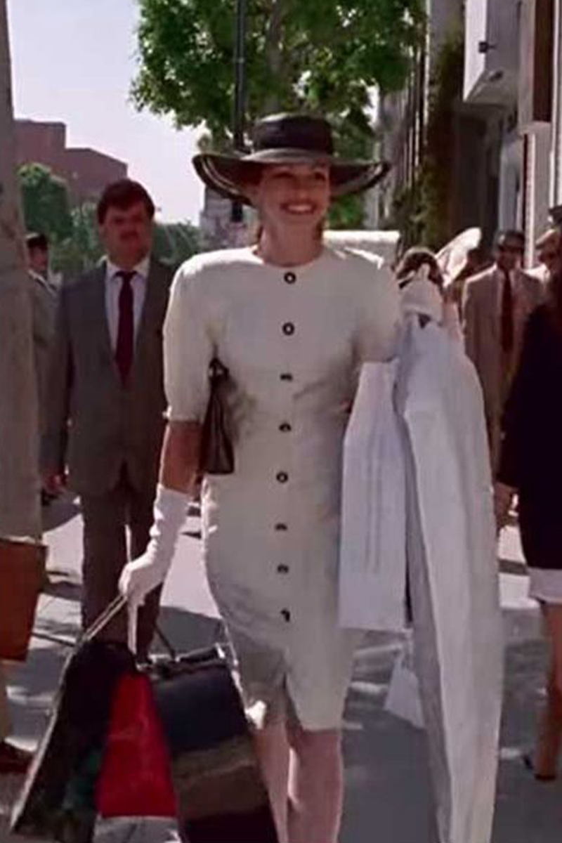 Julia Roberts Inspired White Button Front Midi Dress in Movie "Pretty Woman"