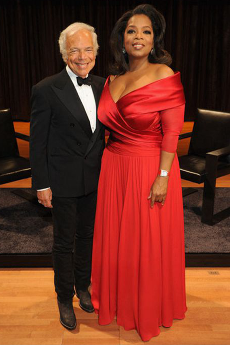 Oprah Winfrey Red Off the Shoulder Celebrity Dress Lincoln Center
