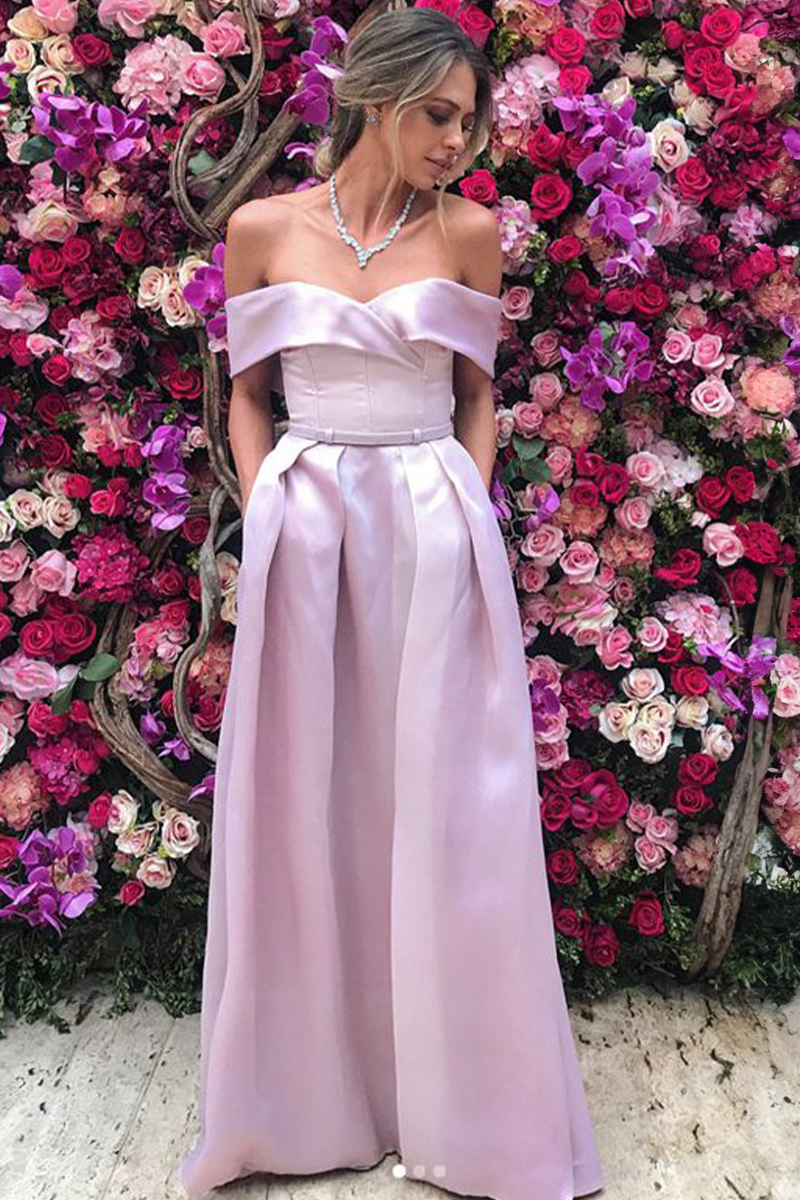 Lilac Enchantment – Off-the-Shoulder Satin Corset & Palazzo Jumpsuit