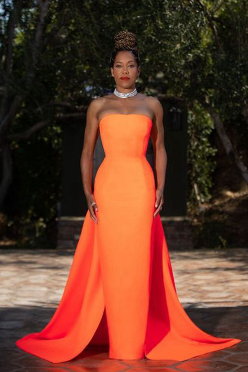 Regina King Inspired Orange Evening Dress Costume Designers Guild Awards 2021