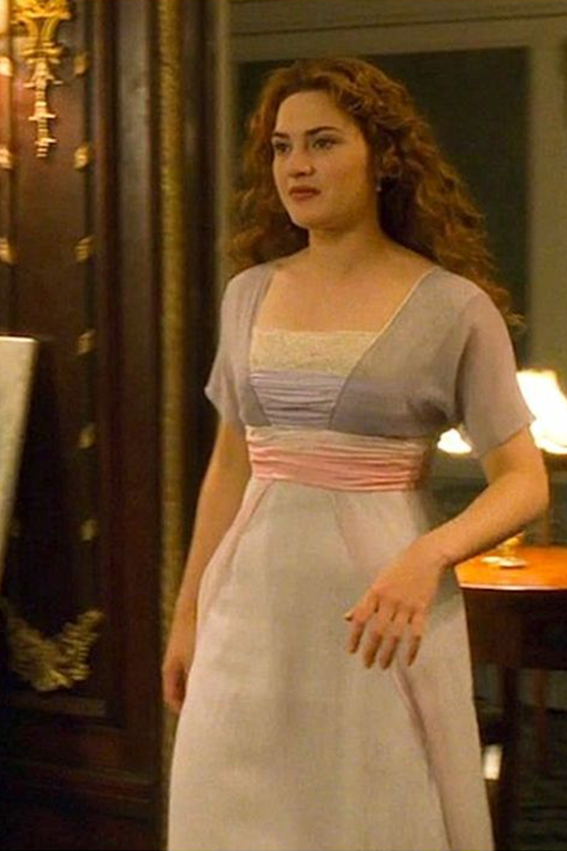 Kate Winslet Rose Titanic Sinking Scene Inspired Vintage Chiffon Empire Waist Evening Dress