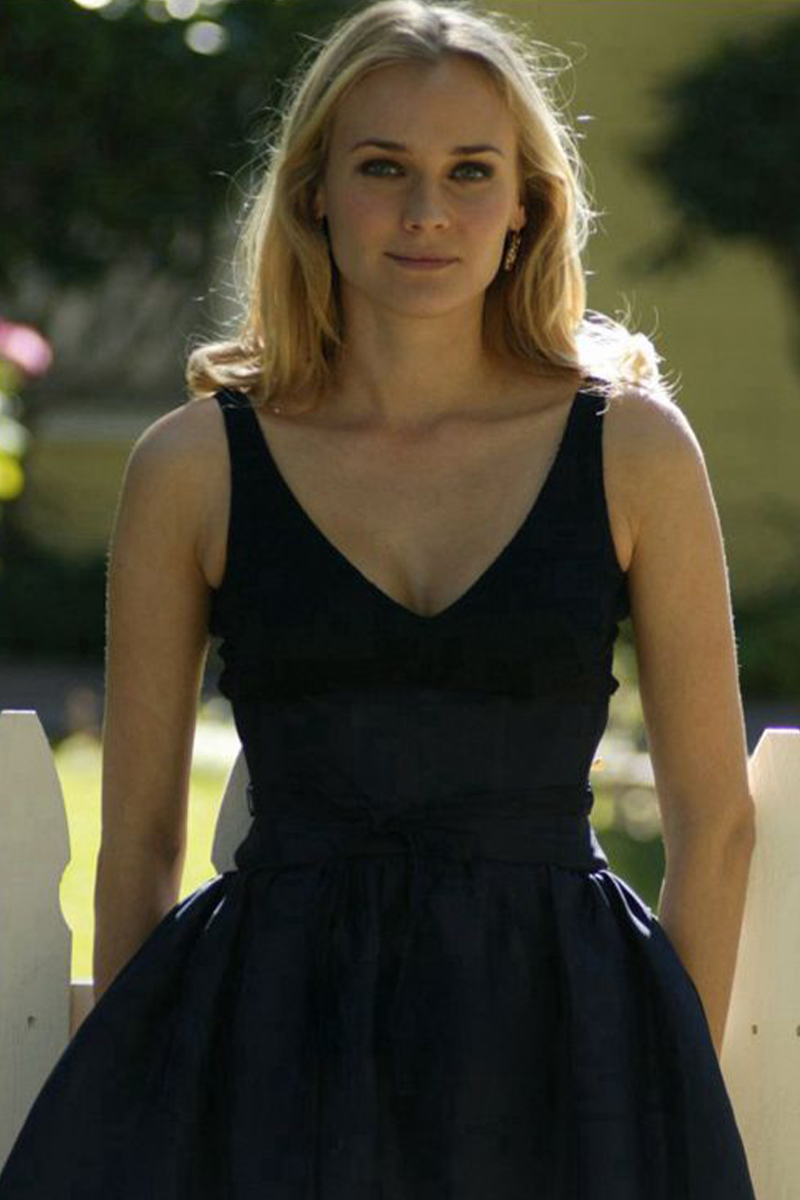 Midnight Elegance – Diane Kruger Black V-Neck Ball Gown