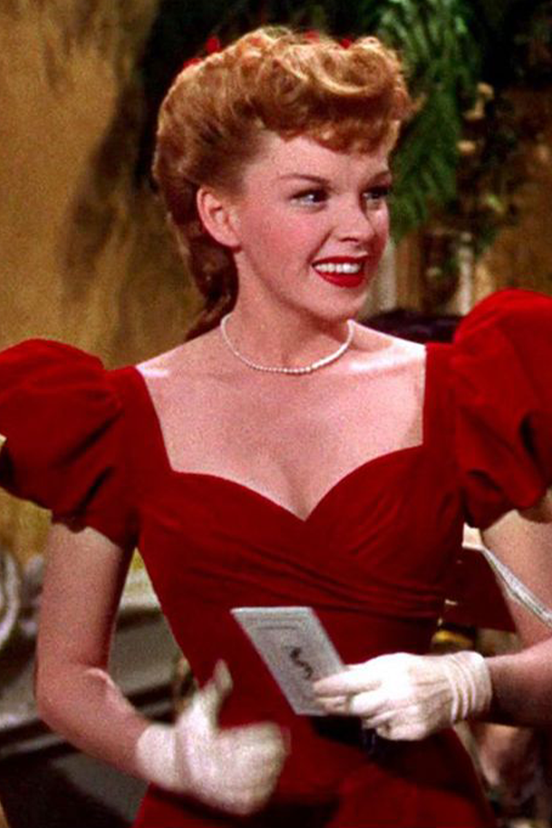 Heart of Midwinter – Judy Garland “Meet Me in St. Louis”–Inspired Scarlet Sweetheart A-Line Gown