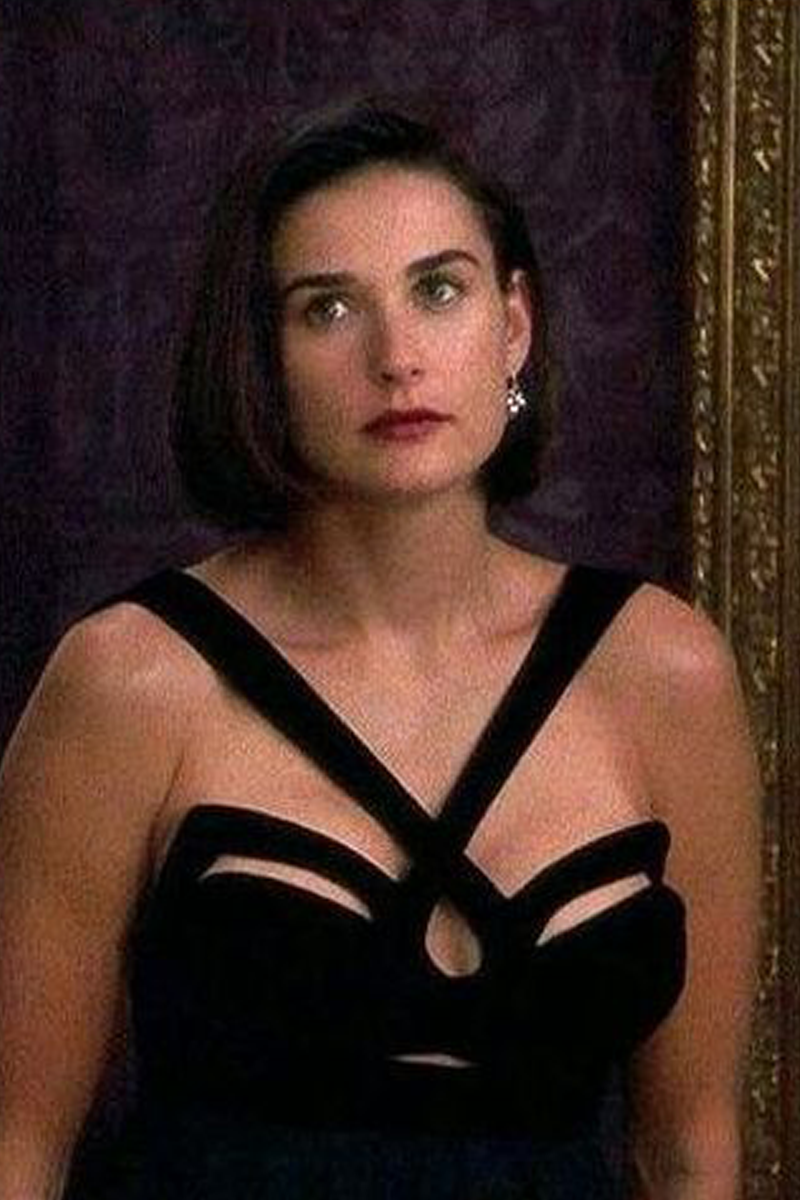 Demi Moore Inspired Black Cut-out Velvet Backless Dress in Movie Indecent Proposal