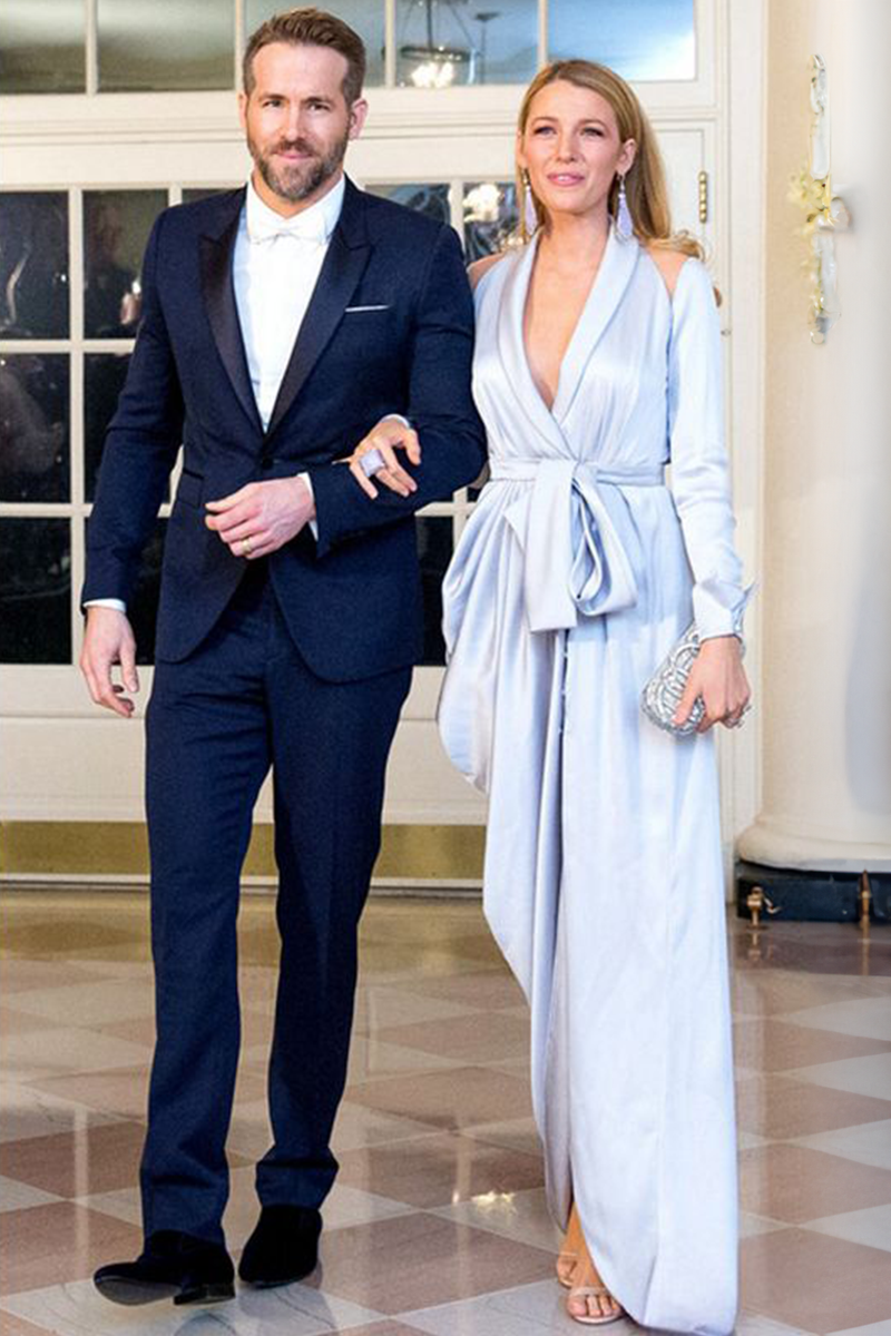 Silver Serenity – State Dinner–Inspired Silver Satin Draped V-Neck Wrap Gown