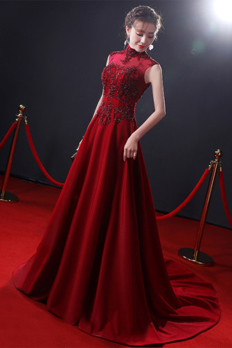 Dragonfire Lace Mandarin Gown