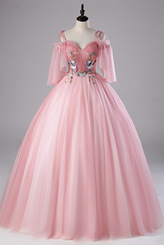 Peony Blossom Embroidered Evening Gown