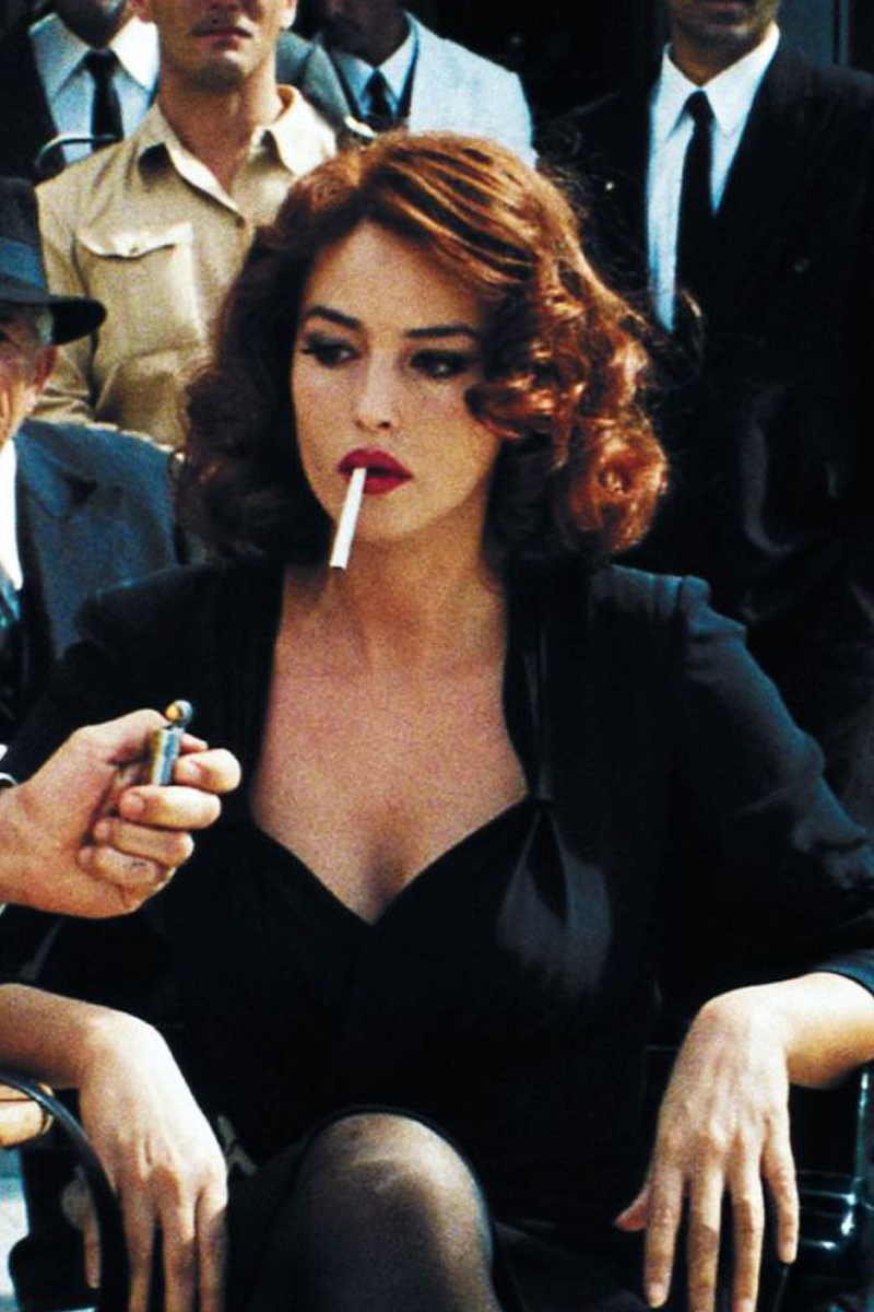 Monica Bellucci Malena Short Black Dress in Movie Malena