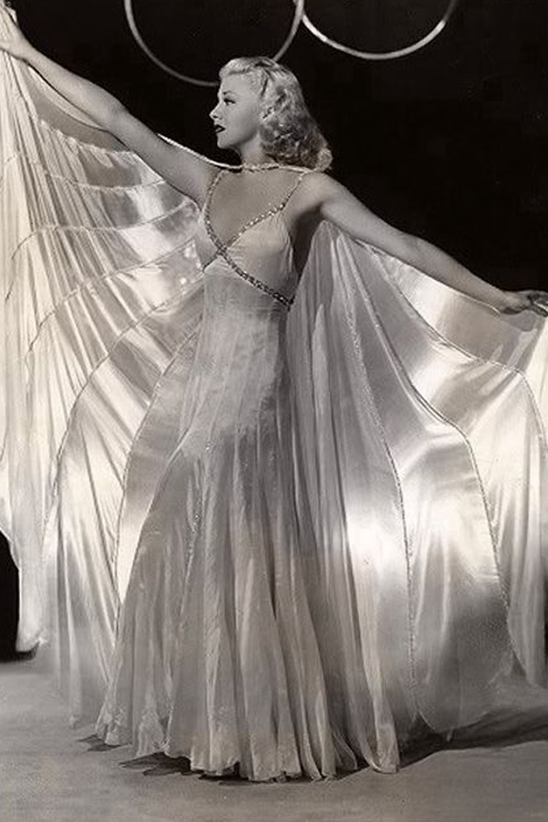 Ginger Rogers White Dress with Cape in Movie "Swing Time"