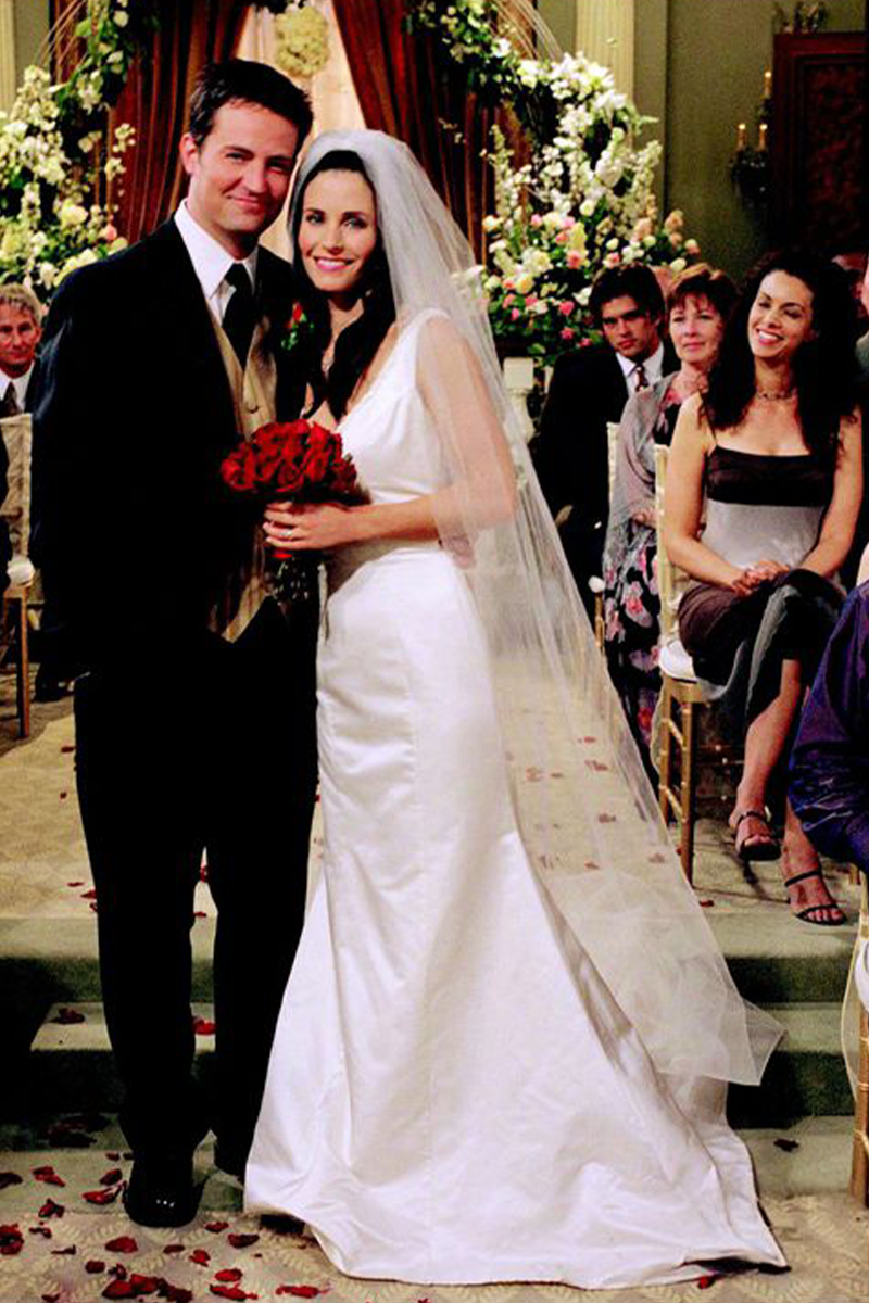 Courteney Cox Monica Geller Wedding Dress in TV Show "Friends"
