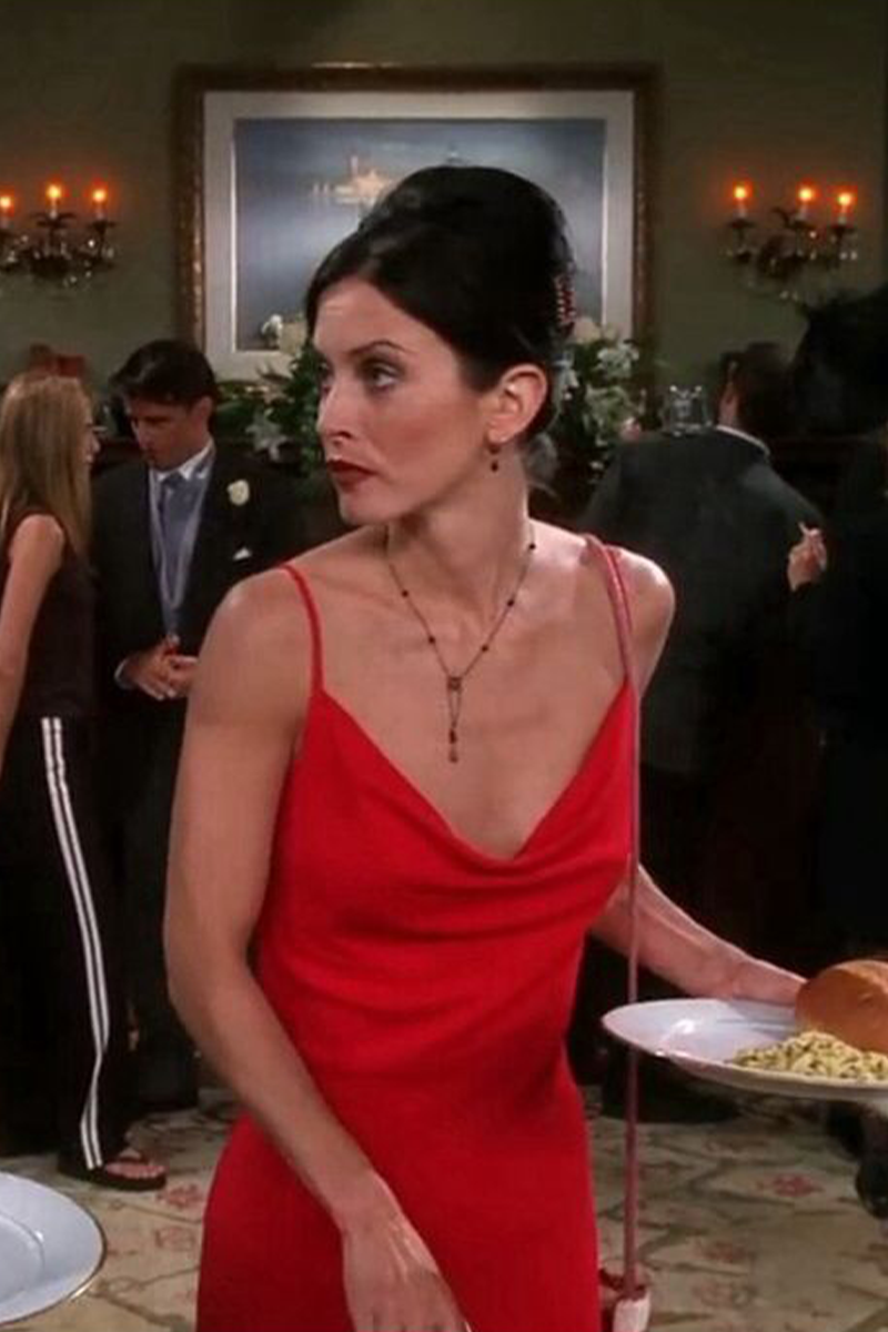 Courteney Cox Monica Geller Red Dress in TV Show "Friends"