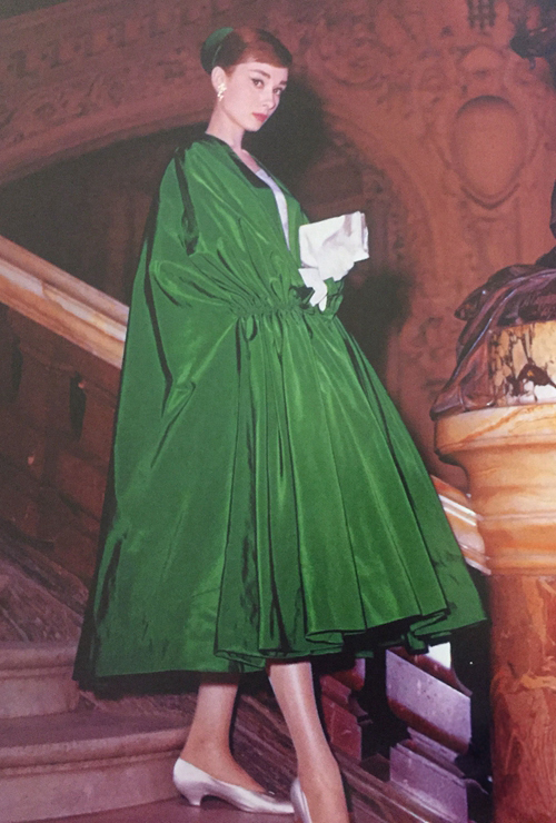 Audrey Hepburn Inspired Emerald Green Evening Coat Dress "Funny Face" Costume