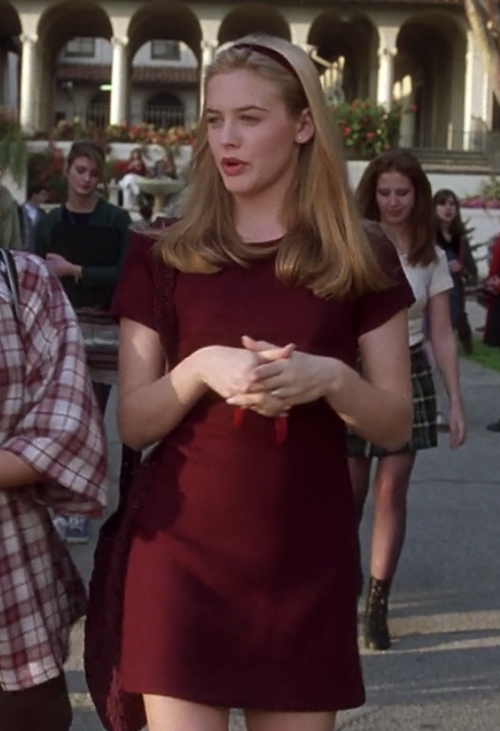 Alicia Silverstone Cher Short Burgundy Dress in Movie Clueless
