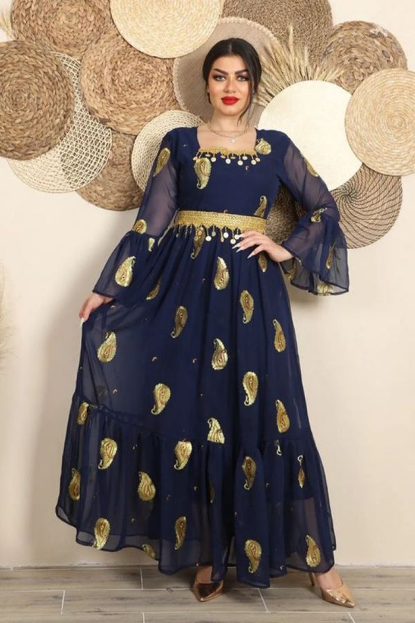 Golden Paisley Charm Gown