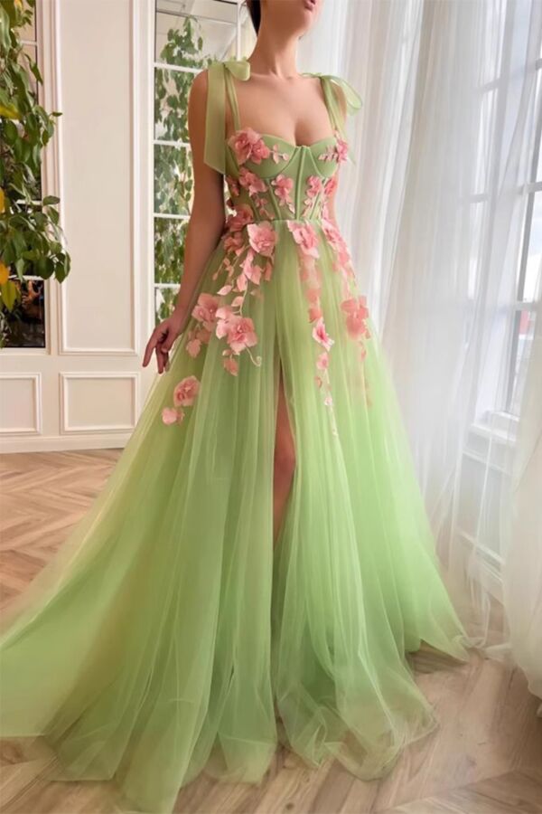 Petal Breeze – Elegant Floral Evening Gown