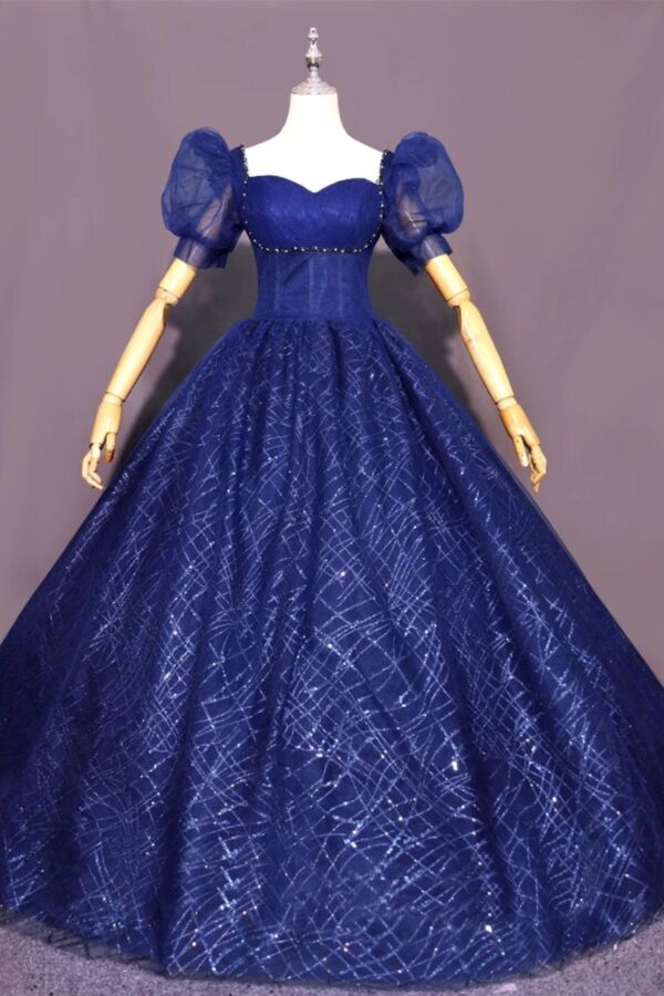 Celestial Night – Shimmering Puff Sleeve Gown