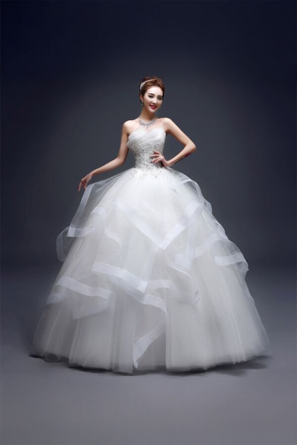 Moonlight Whisper – White Ball Gown Wedding Dress