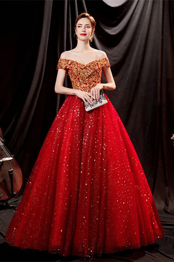 Empress Fire – Luxury Gold Embroidery Dress