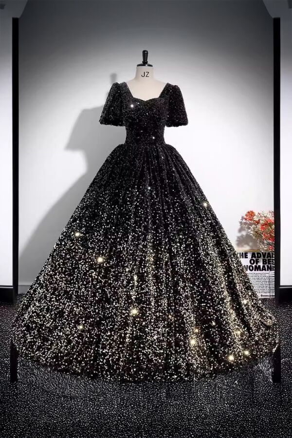 Stardust Whisper – Shimmer Gradient Ball Dress