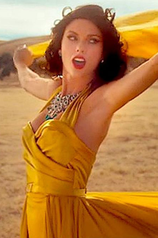 Taylor Swift Yellow Halter Formal Evening Prom Dress in Music Video 'Wildest Dreams'