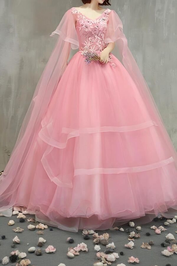 Blossom Whisper – Sakura Pink Ball Gown