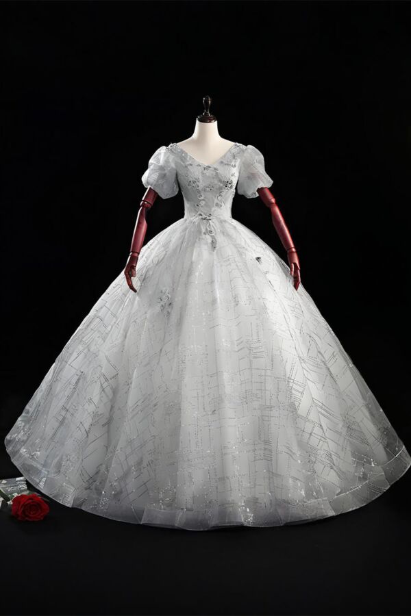 Moonlit Mirage – Silver Tulle Couture Gown