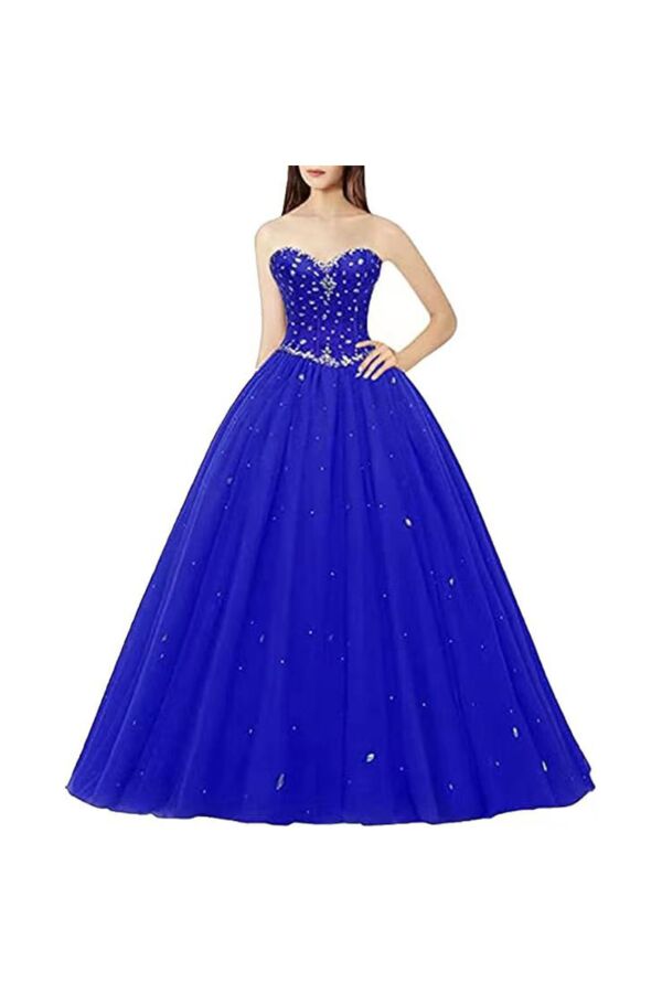 Electric Sapphire — Crystal-Studded Quinceañera Gown