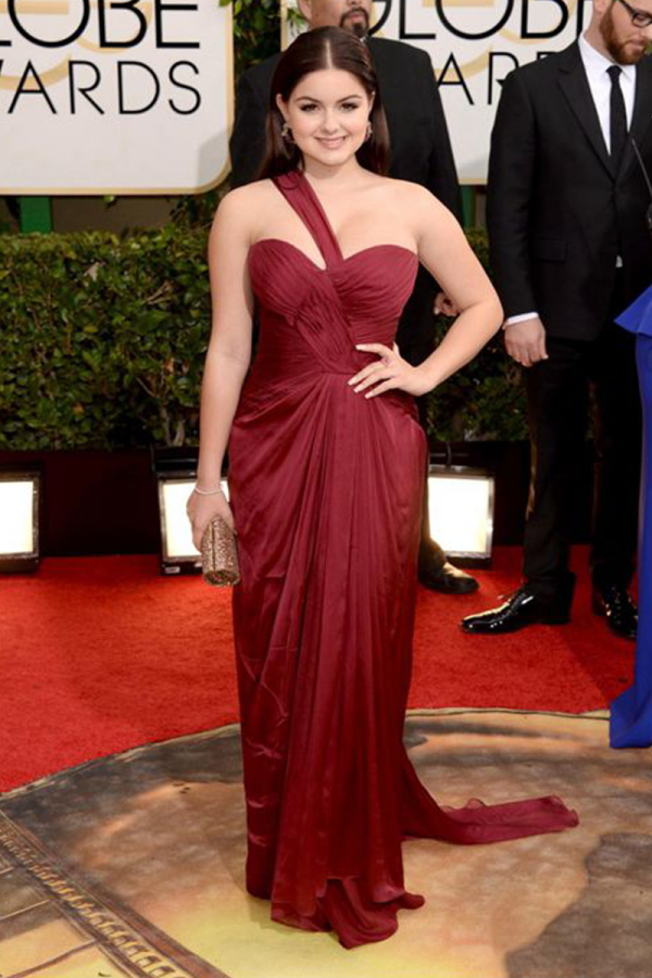 Ariel Winter Burgundy One-shoulder Formal Prom Celebrity Dress Golden Globes 2014