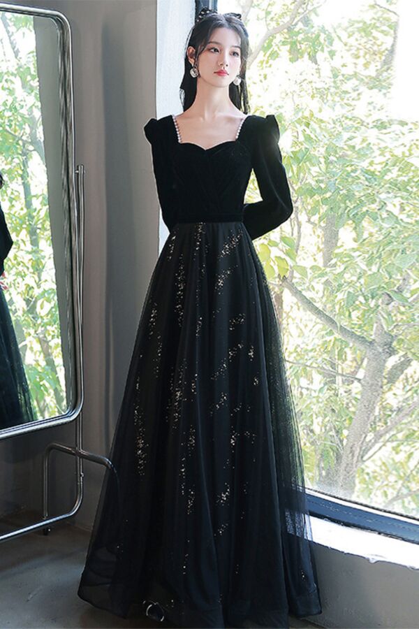 Midnight Constellation Velvet Tulle Gown