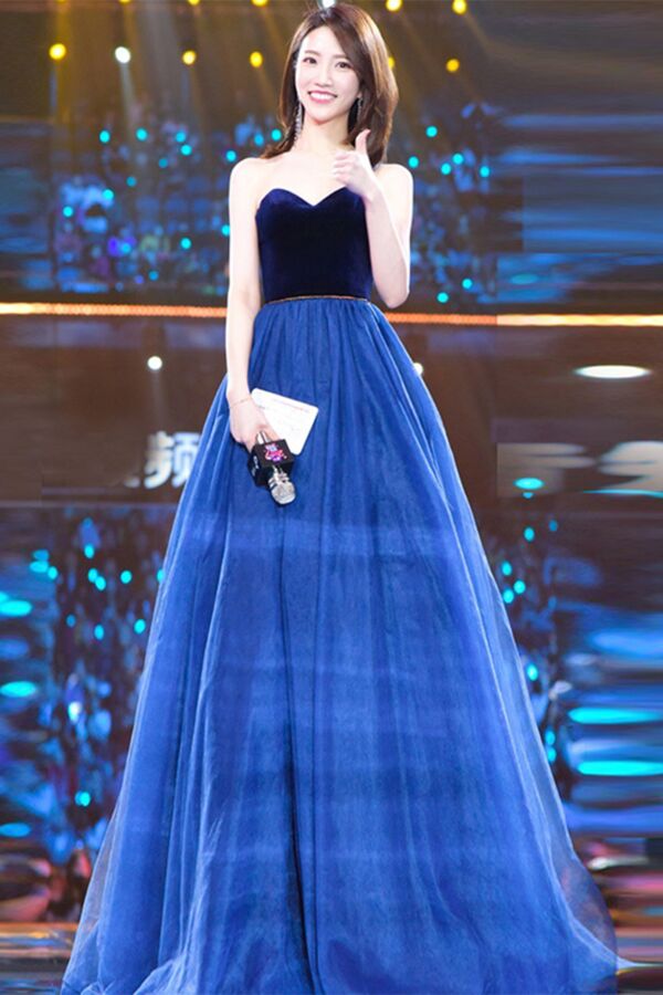 Royal Sapphire Sweetheart Velvet Ball Gown