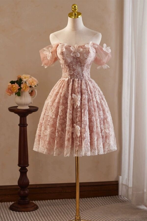 Pastel Pink A-Line Short Formal Dress