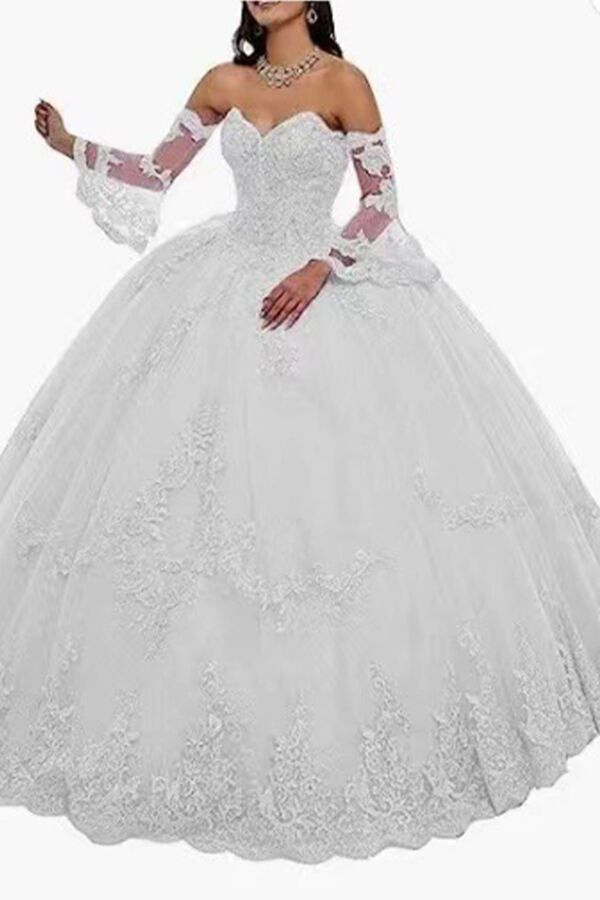 Fairytale Sweetheart Lace Appliqué Princess Dress