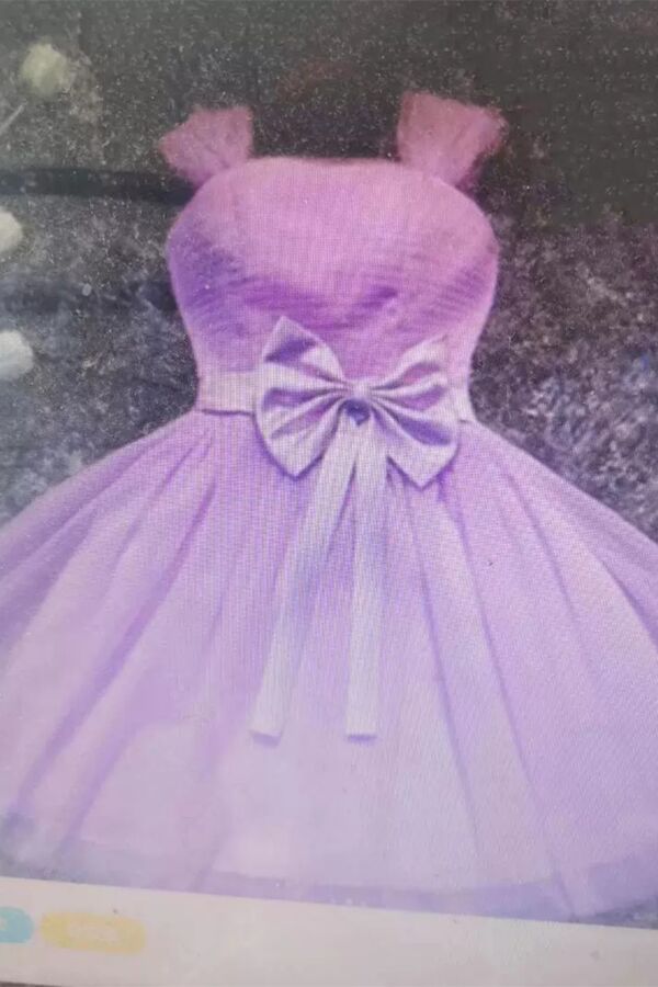 Lilac Strapless A-Line Tulle Party Dress with Oversized Bow