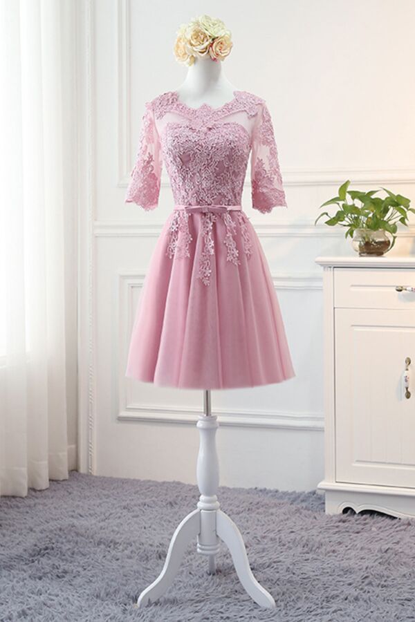 Lace Appliqué Short A-Line Cocktail Dress