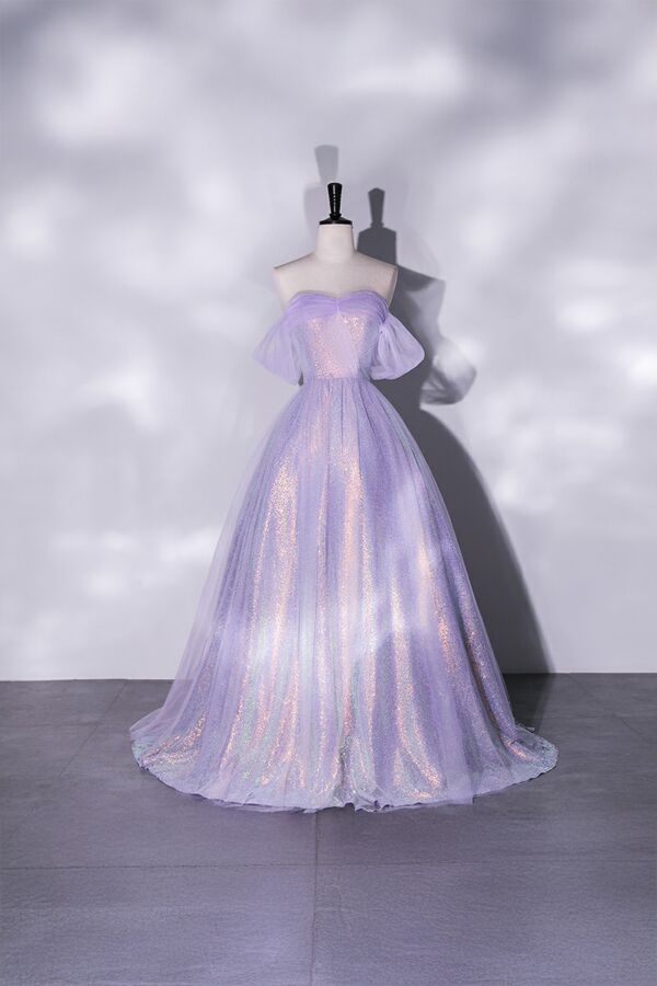 Twilight Whisper – Iridescent Lavender Ball Gown
